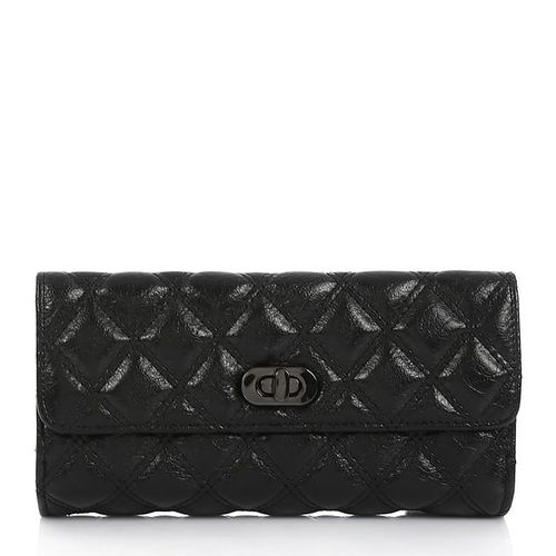 product_image_name-Dejavu-Lock Closure Quilted Wallet - Black-1