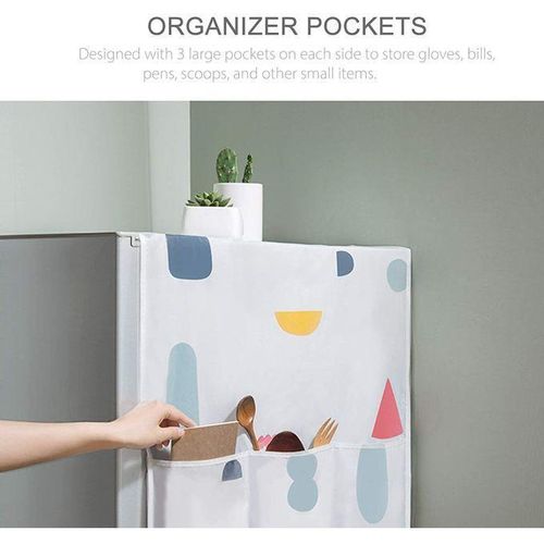 product_image_name-Generic-Dustproof and waterproof refrigerator cover with storage pockets-3
