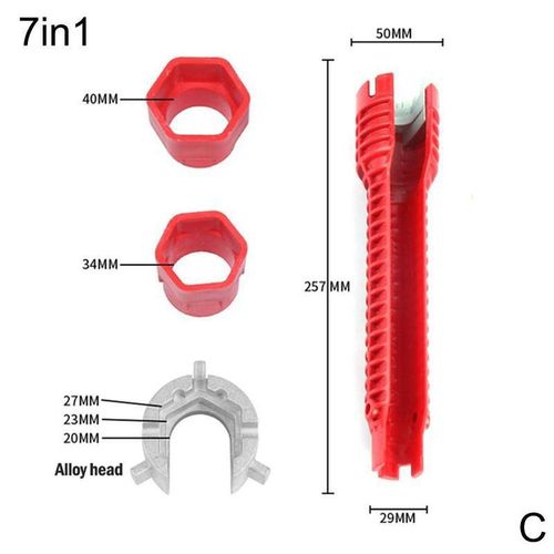 اشتري (red 7 In 1)Sink Wrench Faucet Plumbing Tools Wrench Magic Flume في مصر