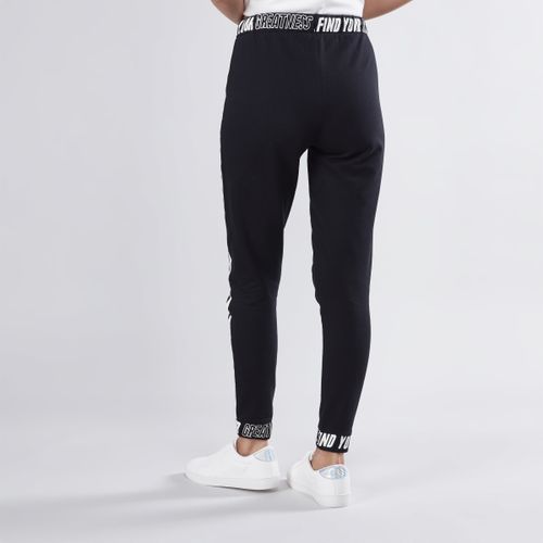 Max Printed Joggers with Cuffed Hem and Drawstring Closure DARK BLACK