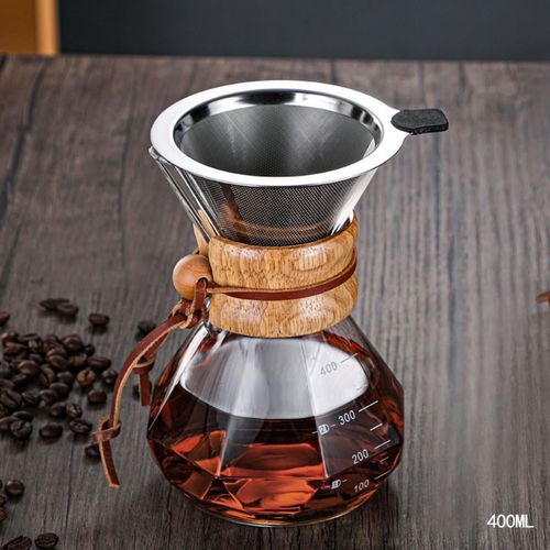 400ml Coffee Pot Heat Resistant Glass Coffee Maker Espresso Coffee Drip Brewing Machine, Clear