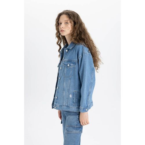 product_image_name-Defacto-Woman Oversize Fit Jacket - Lt.Indigo-2