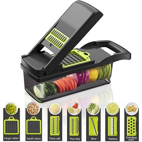 Buy ALL In 1 Vegetable Slicer, Mandoline Slicer And Grater One Direction, For Potato And Onion, With Bowl, Black in Egypt