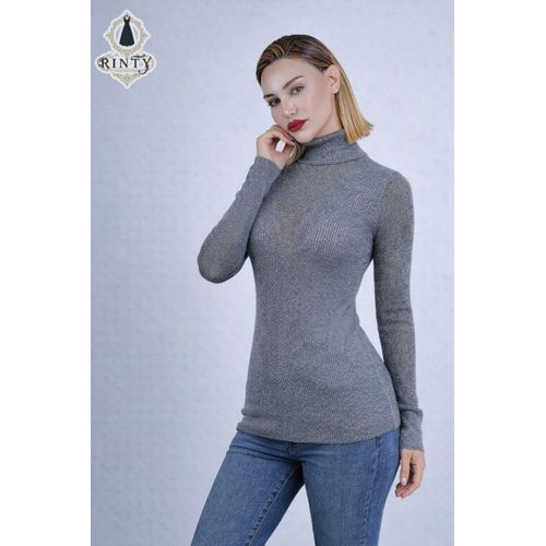 product_image_name-Generic-بلوفر خفيف باسيك رمادي بلمعة ناعمة مع تفصيلة أمامية وأكمام بشفافية خفيفة-6