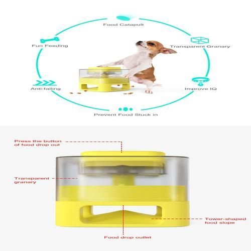 Dog Feeder Dog Food Dispenser Interactive Button Trigger Dog Puzzle Treat  Dispensing Toys Slow Feeder