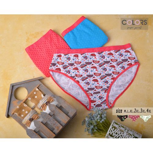 Colour Women Brief Underwear 95% Cotton Pack Of 3 @ Best Price