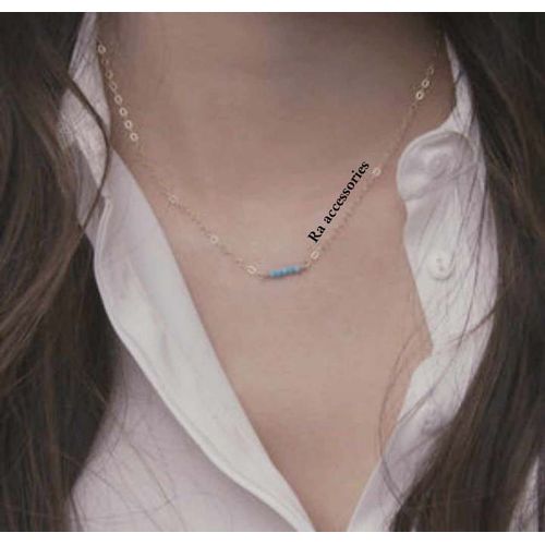 product_image_name-RA accessories-عقد نسائي مميز من سلسله فضيه وخرز فيروزي-1