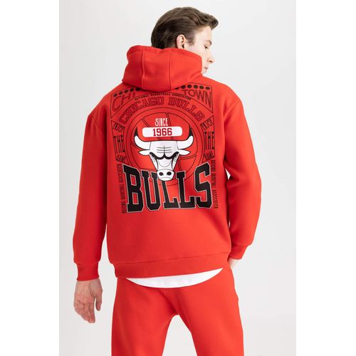 Defacto Fit NBA Chicago Bulls Boxy Fit Hoodie Sweatshirt