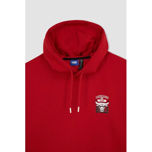 Defacto Fit NBA Chicago Bulls Boxy Fit Hoodie Sweatshirt