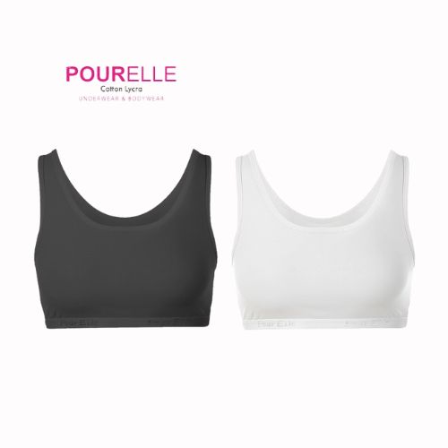 Buy Pourelle Soft Bra Wide Strap , Cotton , 2 Pieces in Egypt