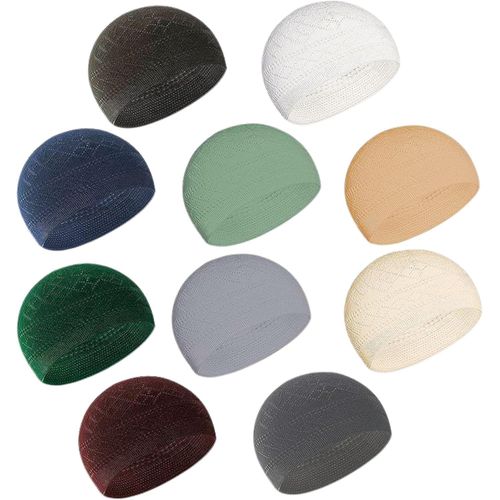 product_image_name-Generic-مجموعة مكونة من 7 قطع من طواقي صلاة كوفي إسلامية منسوجة من جزيل، مجموعة كبيرة من طواقي كروشيه متنوعة للرجال بتصميم للرأس، أغطية رأس مريحة ومتعددة الاستخدامات - متعددة الألوان-2