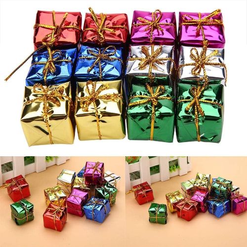 product_image_name-Generic-حزمة عيد الميلاد المكونة من 12 قطعة من الزينة الملونة - صناديق لامعة صغيرة لتزيين شجرة عيد الميلاد-7