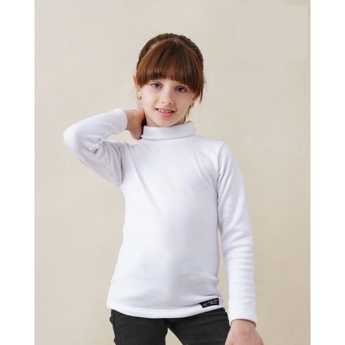 Generic Kids Pullover High Neck - With Terry Inner - 023 White