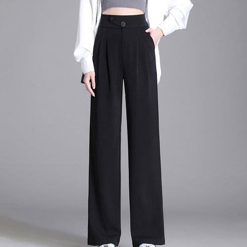 Women Solid Trousers Summer Pants Ladies Elastic Waist Pocket Bottoms  Trousers