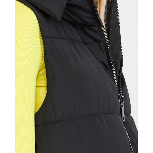 Reserved Hooded Sleeveless Quilted Jacket - Black