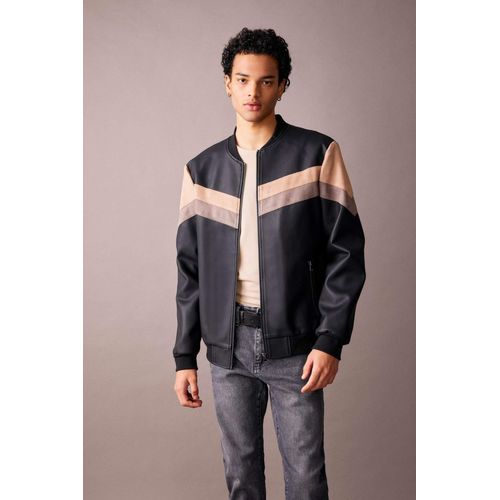 Slim fit leather bomber jacket 2025