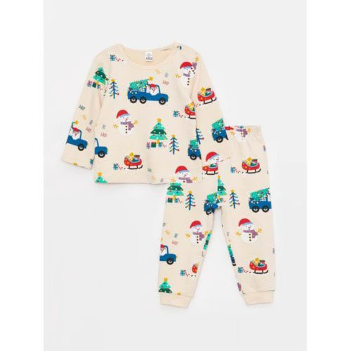 اشتري LC Waikiki Crew Neck Long Sleeve New Year Themed Baby Boy Pajama Set في مصر