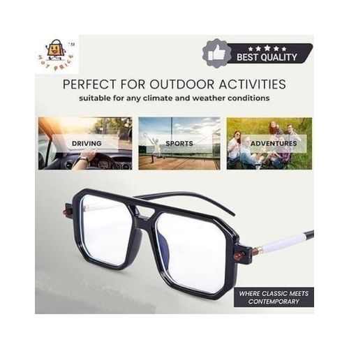 product_image_name-Generic-نظارات طبية مربعة الشكل، إطار أسود بأذرع بيضاء، تصميم عصري-2