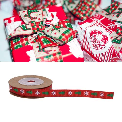 1cm Printed Satin Christmas Ribbon For Gift Wrapping Decoration And Present  Packaging