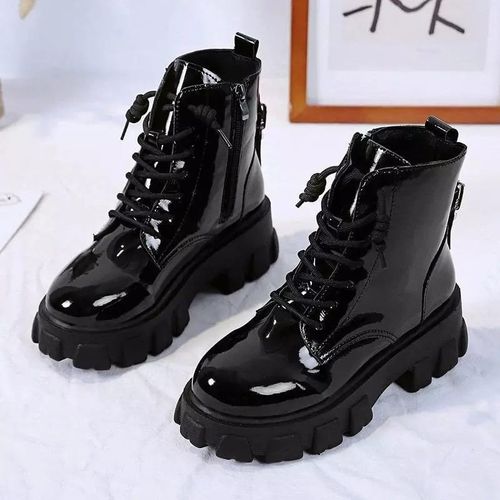 اشتري Ice Club Double Closure Shiny Leather Boot - Black في مصر