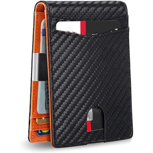 Buy Slim Wallet for Men Genuine Leather RFID Blocking Bifold Minimalist Front Pocket Mens Wallet with Money Clip in Egypt