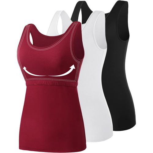 Mesery Bundle Of (3) Tank Tops For Women Built In Bra Shelf Bra