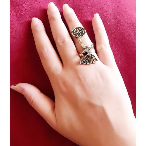 Buy Priyaasi Designer Gold Plated American Diamond Ring With Single Red  Stone For Women And Girls Online