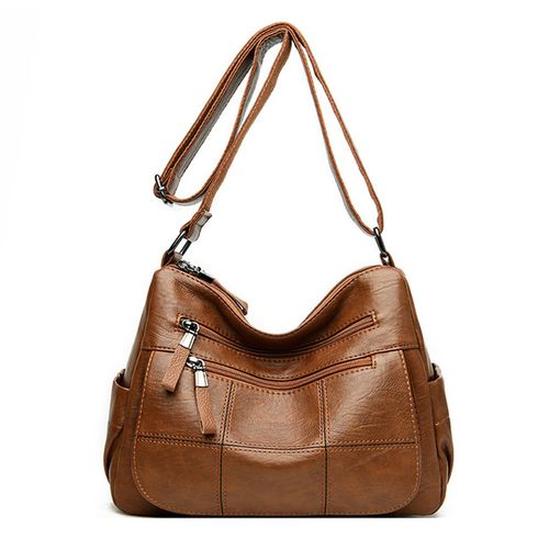 Luxury Leather Designer Ladies Double Zipper Crossbody Handbags