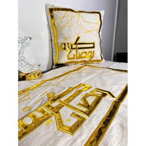 product_image_name-Generic- طقم زينة رمضان 4 قطع - مفرش طاولة (رانر) و2 غطاء خدادية وهلال كريستال مضيء - أبيض في ذهبي مودرن متعدد الاشكال -6