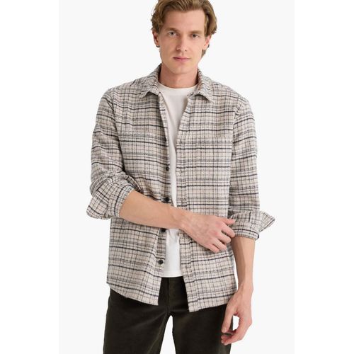 product_image_name-Defacto-قميص فلانيل بأكمام طويلة وياقة بولو وتصميم عادي-1