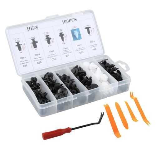 100PCS Universal Car Retainer Clips Plastic Fender Clips Set, Auto Body  Bumper Fastener Push Pin Rivet Car Trim Clips Kit with Panel Removal Tool