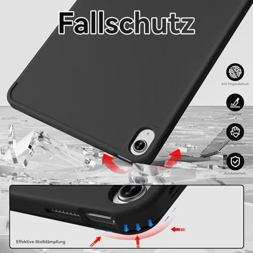 product_image_name-Generic-جراب لجهاز iPad A16 (الجيل الحادي عشر 2025) / iPad (الجيل العاشر 2022) مقاس 10.9 بوصة، مزود بحامل قلم، مصنوع من جلد PU متين، وغطاء خلفي مرن من مادة TPU، جراب واقٍ مقاوم للصدمات، خاصية التشغيل/الإيقاف التلقائي، لون أسود-2