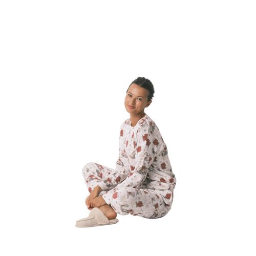 product_image_name-Women Secret-White soft ribbed long pajamas Snoopy-1