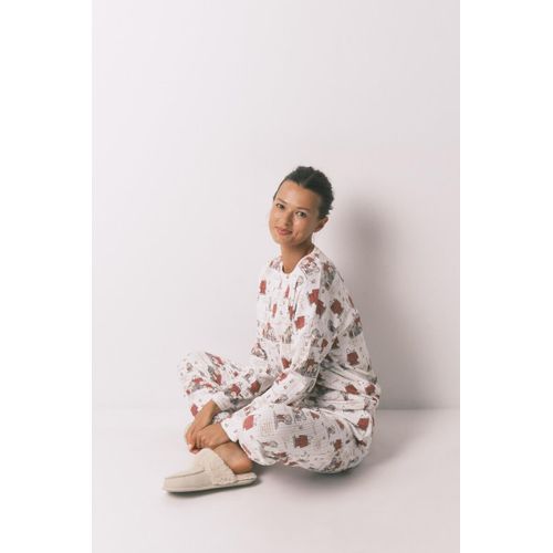 product_image_name-Women Secret-White soft ribbed long pajamas Snoopy-7