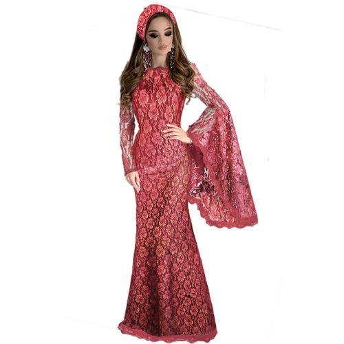 اشتري Fg Women's Long Lace Dress With Wide Sleeves And A Headband في مصر