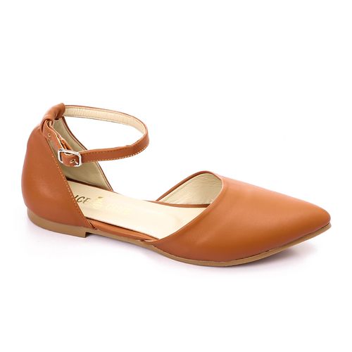 Buy Ice Club Leather Pointed Flats With Buckle Closure Strap - Havana in Egypt