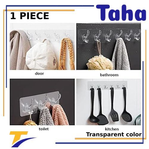 Generic Home Clear Self Adhesive Hook Sticky Coat Holder Rack Wall