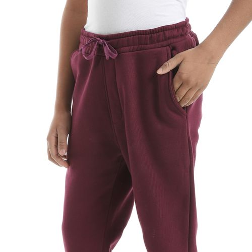 product_image_name-Generic-Solid Elastic Waist With Drawstring Boys Sweatpants -Burgundy-4