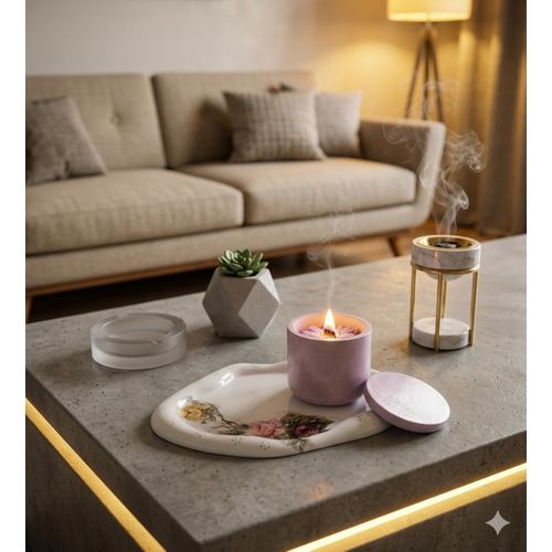 product_image_name-Generic-Elegance & Chic" Set - Natural Lavender Candle with Handmade Concrete Coaster-3