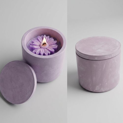 product_image_name-Generic-Elegance & Chic" Set - Natural Lavender Candle with Handmade Concrete Coaster-4