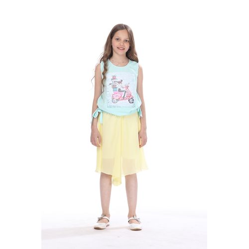 Buy Ktk Yellow Chiffon Bermuda For Girls With Elastic Waist in Egypt