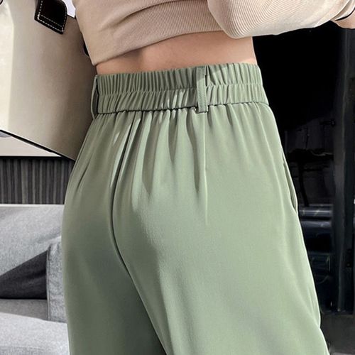 2022 Summer Women Pants Elastic High Waist Loose Straight