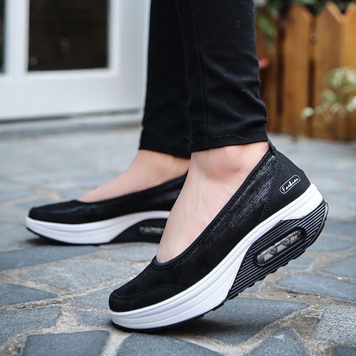 Buy Fashion Blicool Shoes Fashion Women Air Cushion Platform Shoes Shake Shoes Slip Sport Sneakers  #Black in Egypt