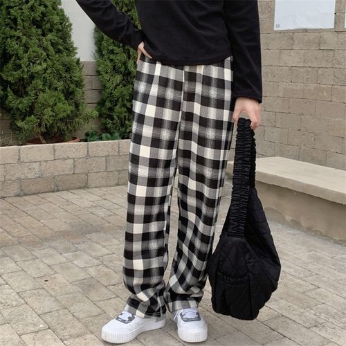 Fleece Lined Winter Warm Thicken Plaid Pants Office Big Size 5XL Lambwool  Fluff Thick Women Pantalones Casual High Waist Spodnie - AliExpress