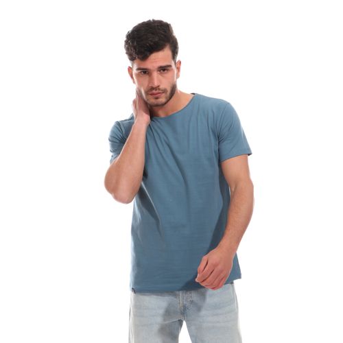 Buy Izor Basic Cotton Solid T-Shirt - Dark Pertoluem in Egypt