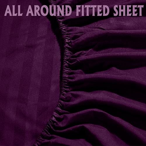 product_image_name-Snooze-طقم ملاية باستيك قطعتين سترايبد، ملاية + كيس وسادة 45*65 سم، بربل-3