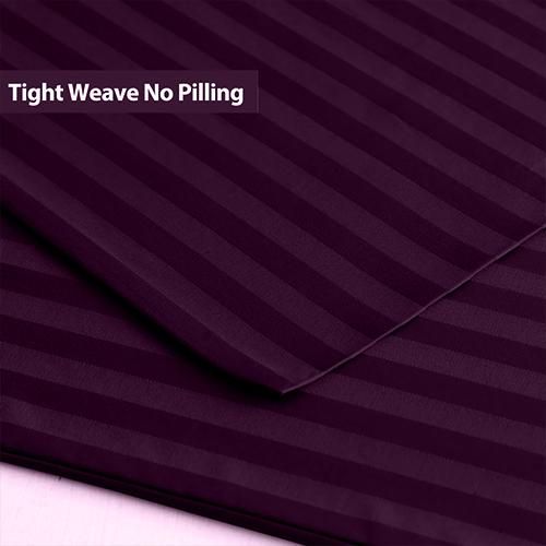 product_image_name-Snooze-طقم ملاية باستيك قطعتين سترايبد، ملاية + كيس وسادة 45*65 سم، بربل-5