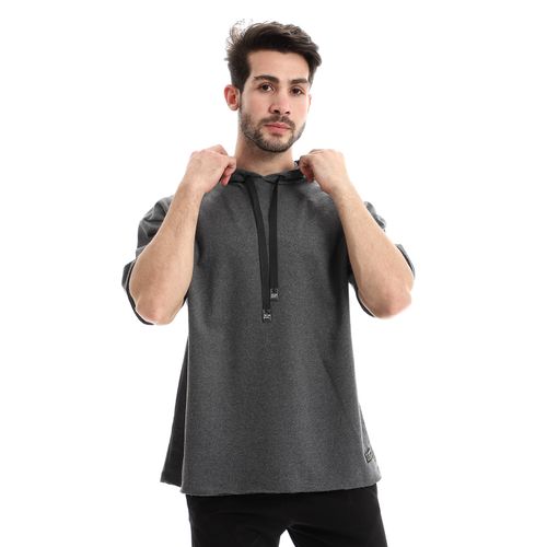 Buy Izor Cotton Slip On Comfy Hooded T-Shirt - Dark Grey in Egypt