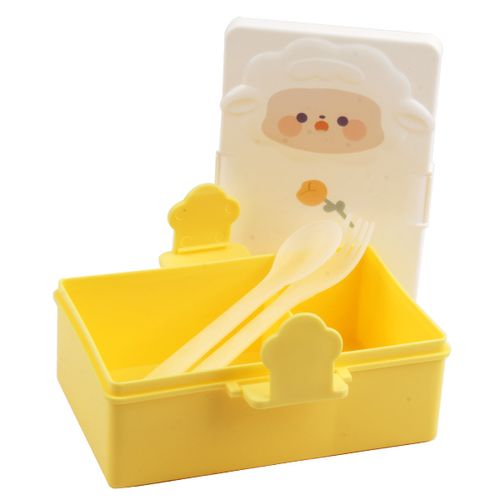 product_image_name-Generic-لانش بوكس غطاء محكم الغلق شكل حمل مقسم 2 + شوكه و معلقه موديل AP-5-1