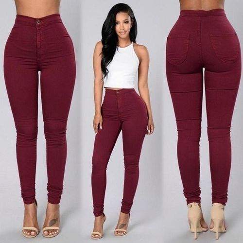 Pencil Jeans Women Stretch Casual Denim Skinny Pants Ladies Fashionable  High Waist Tight Trousers 5 Color Hot Wine Red XL : : Clothing,  Shoes & Accessories